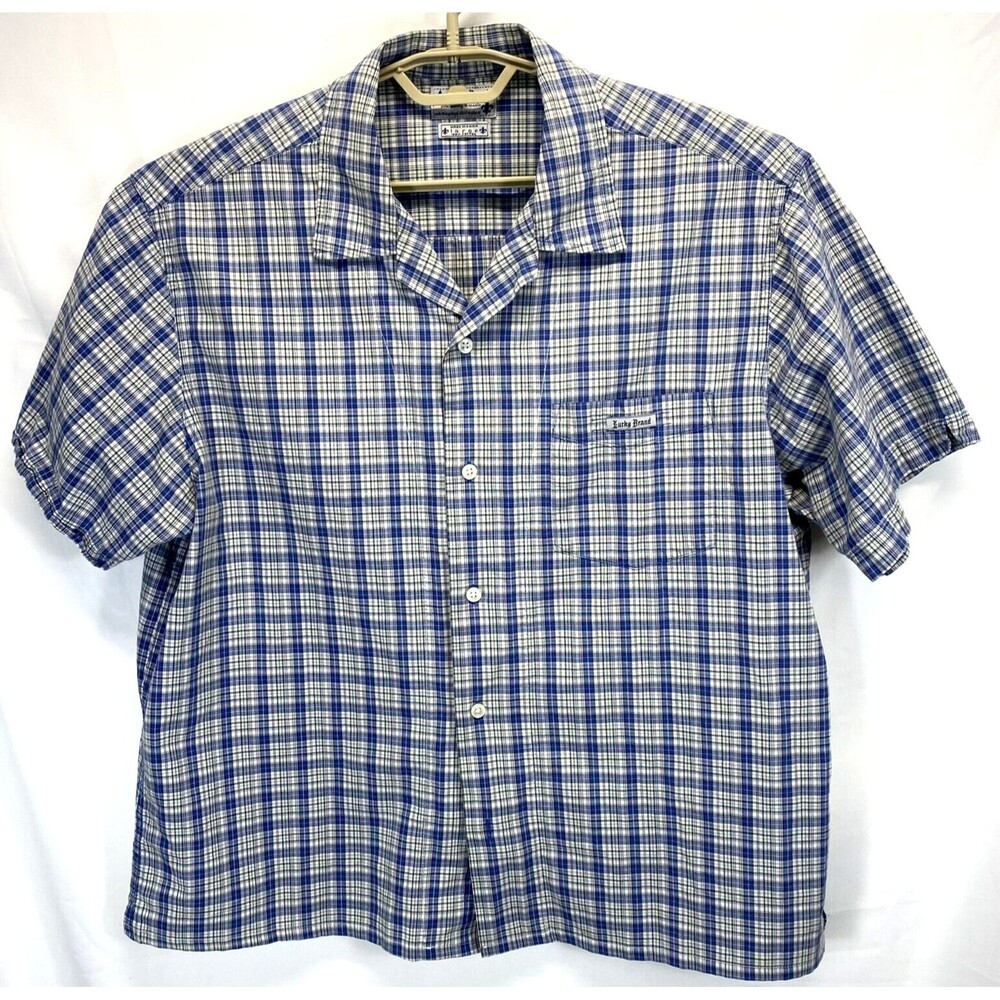 Lucky Brand Dungarees Men's Plaid Short Sleeve Button Shirt Western Size Large